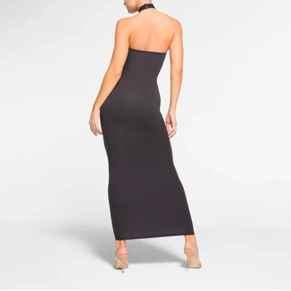Skims wrap Elegant Black Halter Dress - Picture 3 of 4